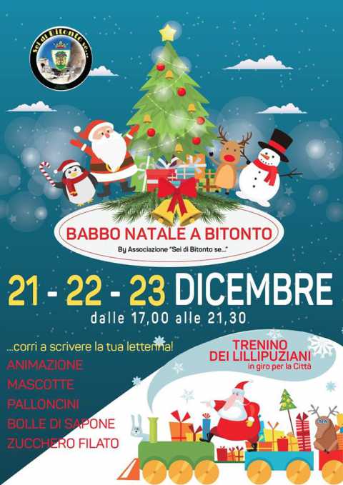 Babbo Natale a Bitonto: nella chiesa di San Luca tre giorni di animazioni, mascotte e trenino